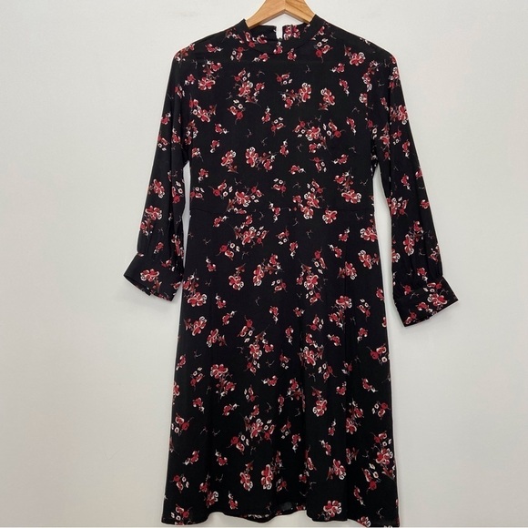 Velvet by Graham & Spencer Juliet printed dress black red long sleeves floral XS - Picture 16 of 16